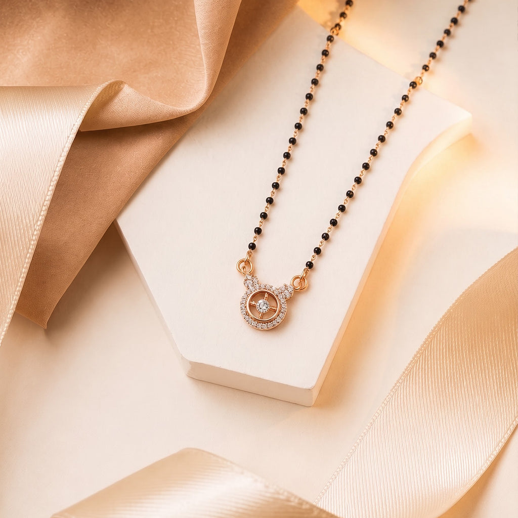 Rose Gold Circular Stone Mangalsutra GM -56