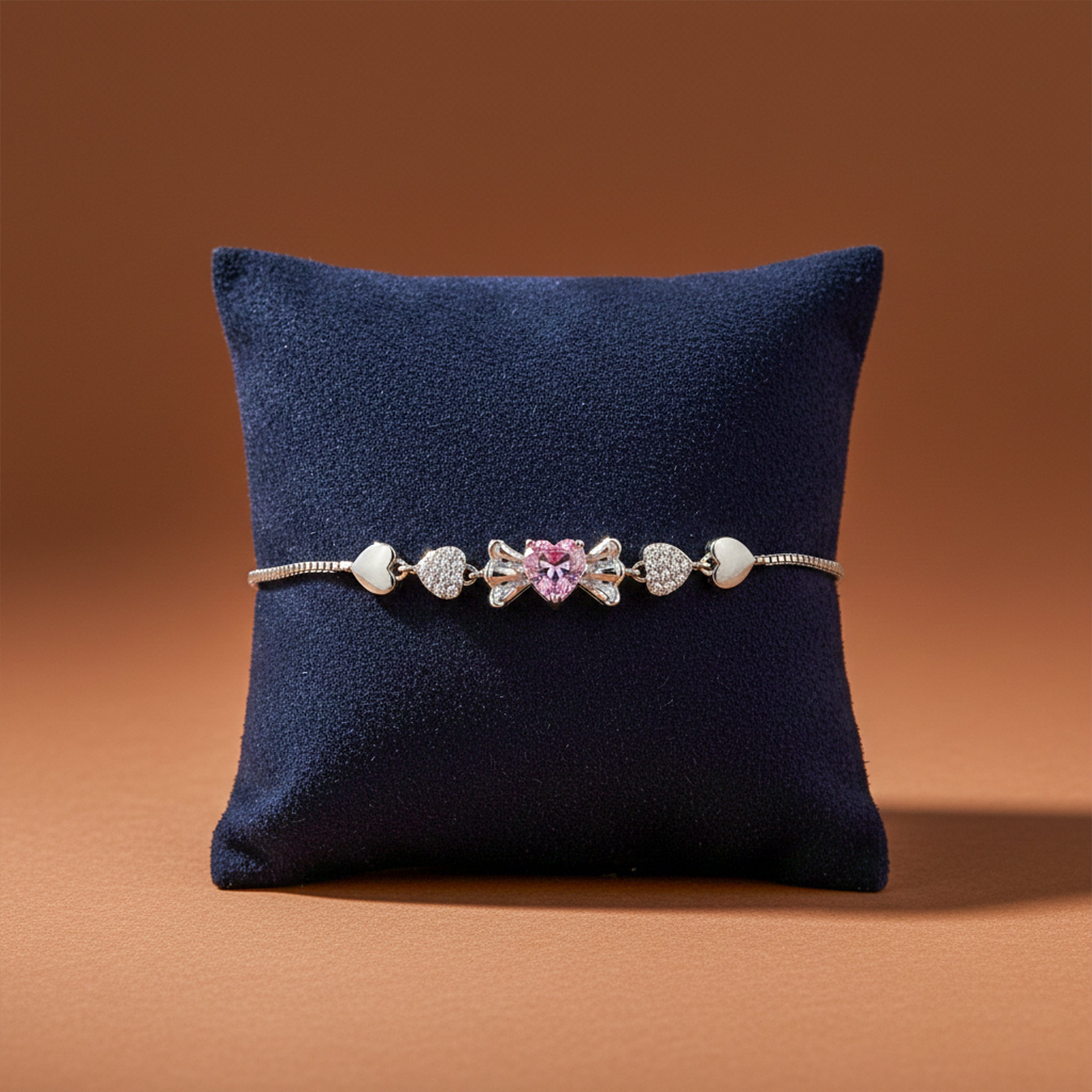 Pink Heart Bow Bracelet GWB -155