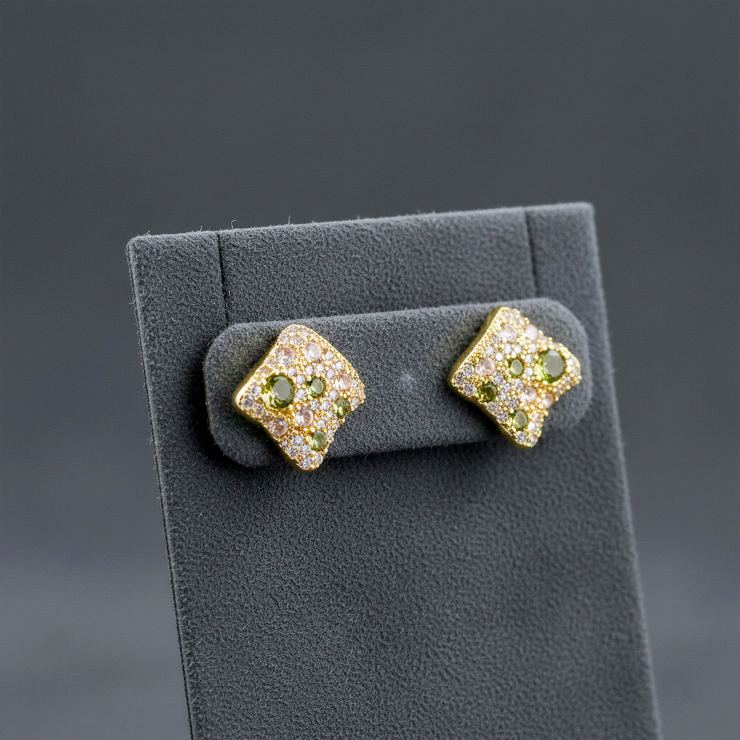 Multicolor Crystal Square Stud Earrings GWE -139