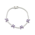 Purple Floral Accent Tennis Bracelet GWB -134