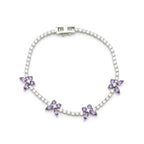 Purple Floral Accent Tennis Bracelet GWB -134