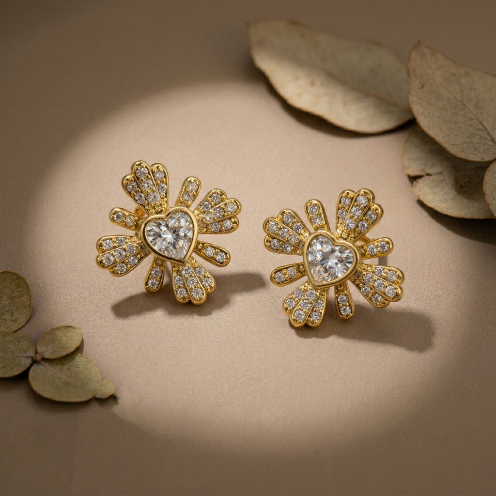 Heart Bloom Stud Earrings GWE -105