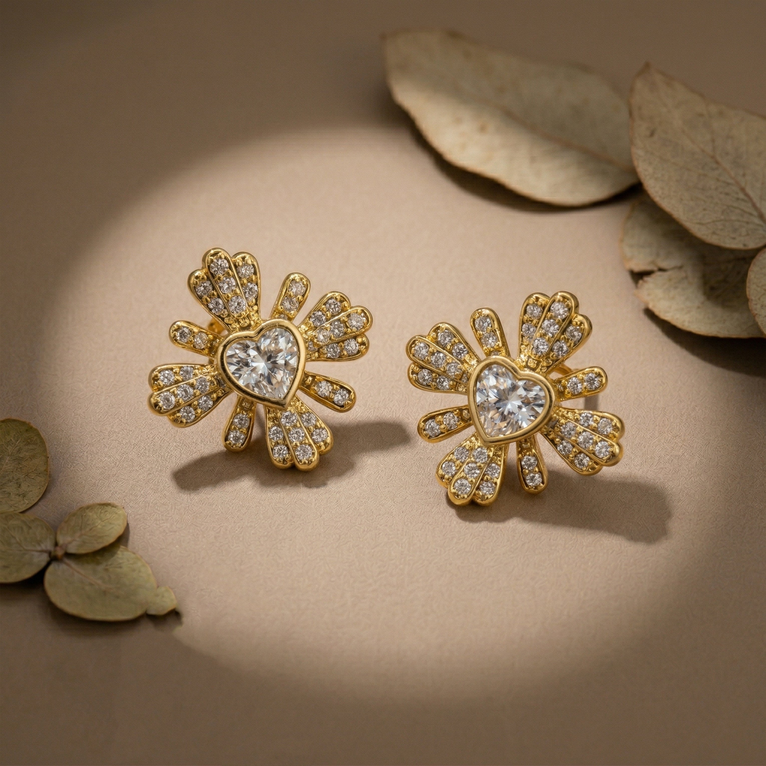 Heart Bloom Stud Earrings GWE -105