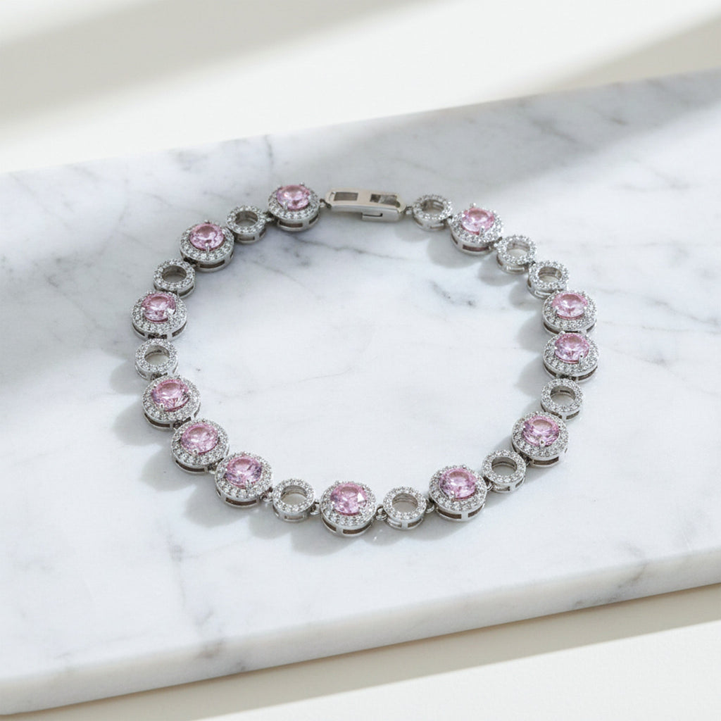 Silver Pink Halo Bracelet GWB -141
