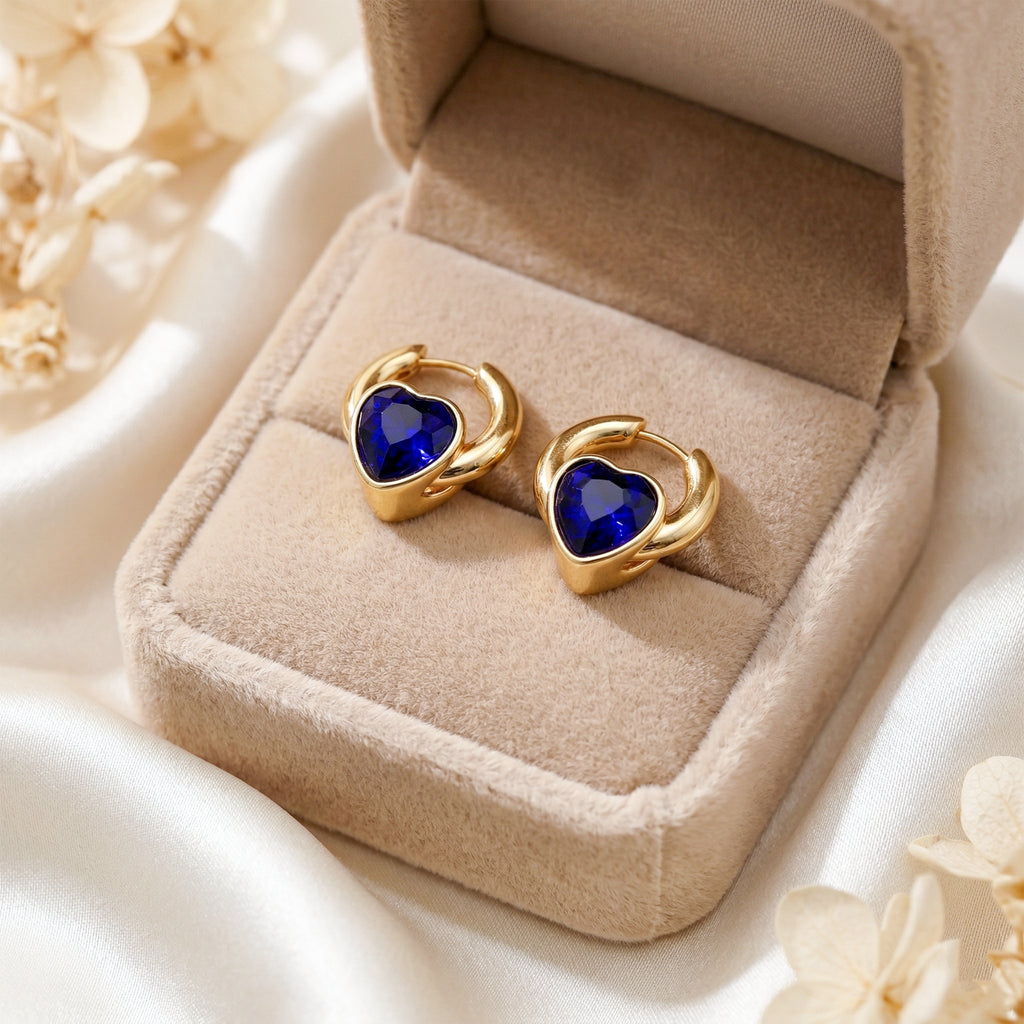 Blue Heart Hoop Earrings GWE -71