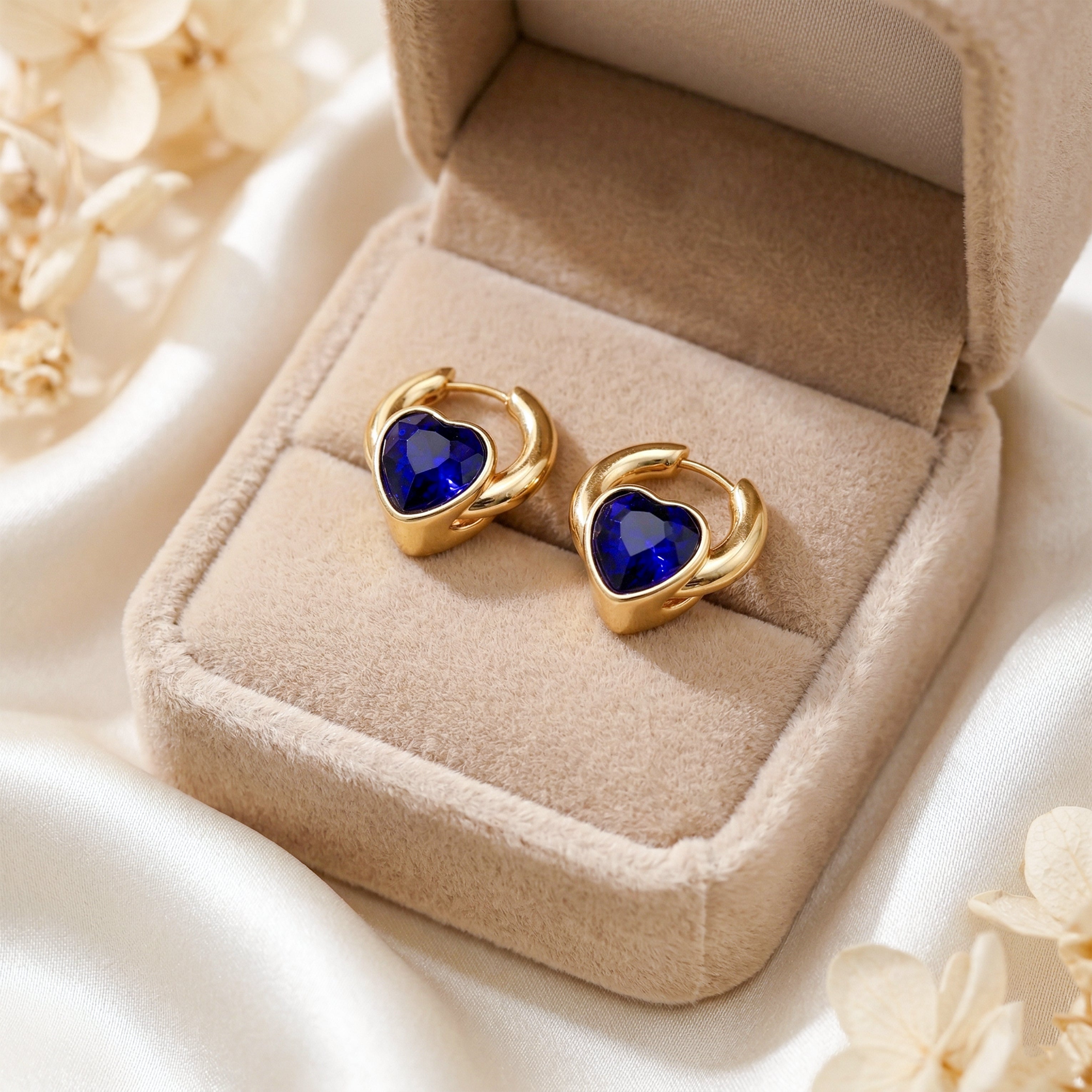 Blue Heart Hoop Earrings GWE -71