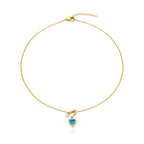 Blue Heart Drop Pendant Necklace GWN -110