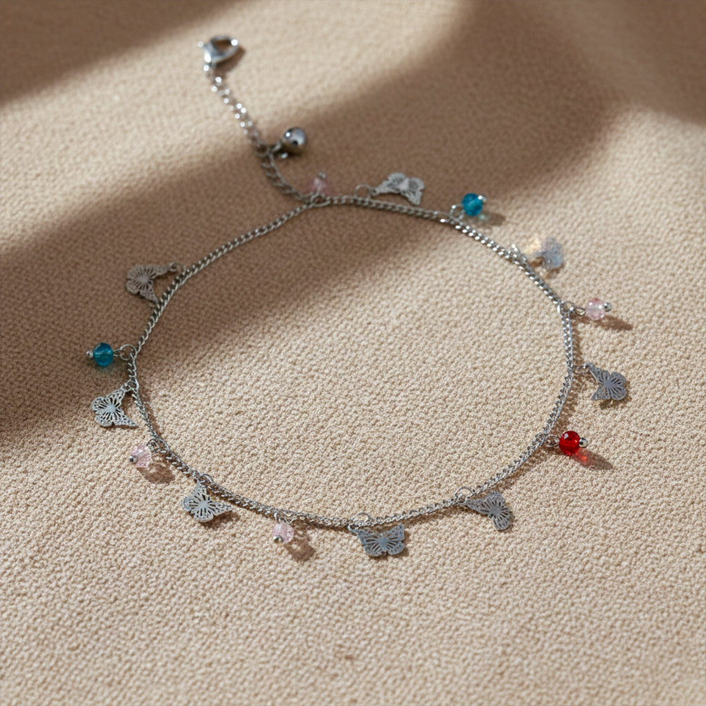 Butterfly Multicolor Beaded Anklet GWA -25