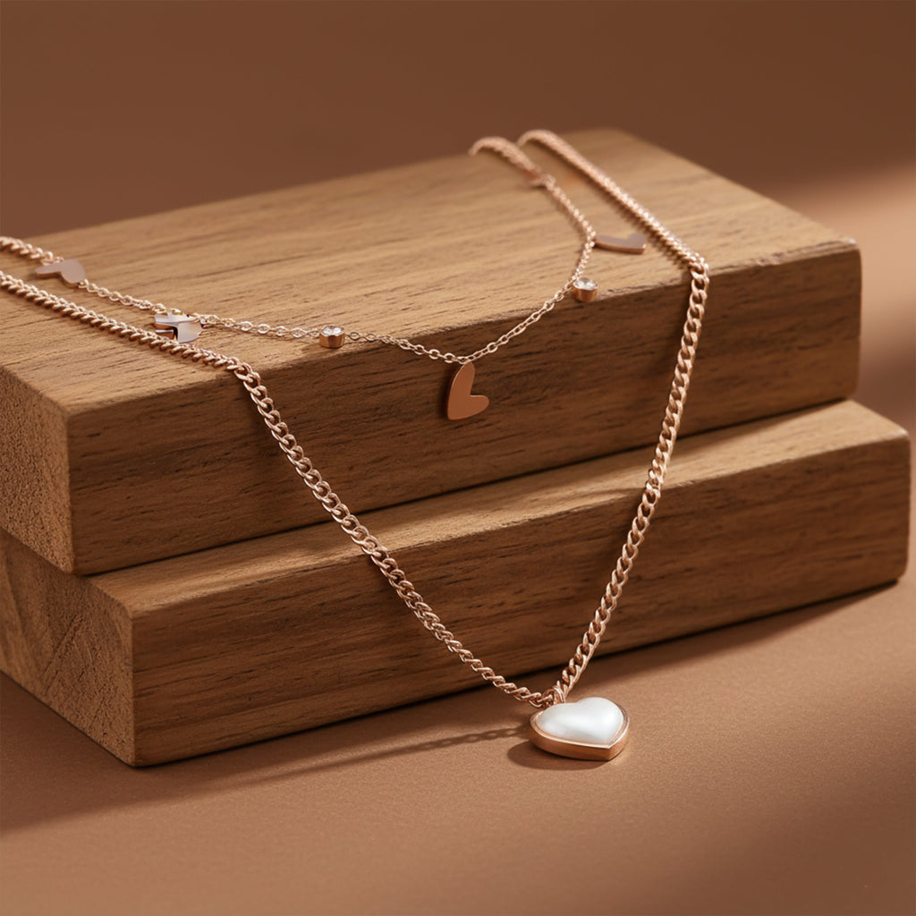 Pearl Heart 2 Layer Women Neckless Chain GWN -17