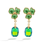 Green Enamel Floral Drop Earrings GWE -233