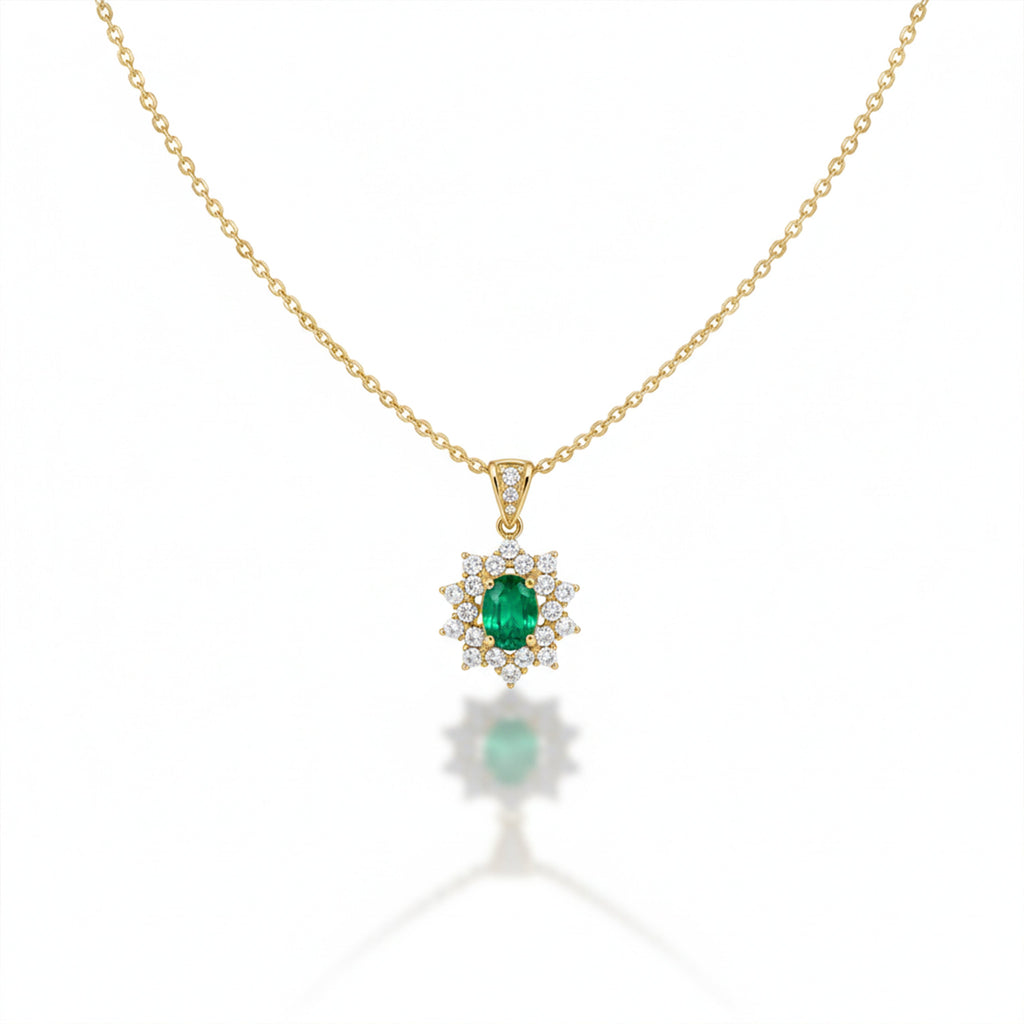Emerald-Cut Green Gemstone Women Neckless GWN -92