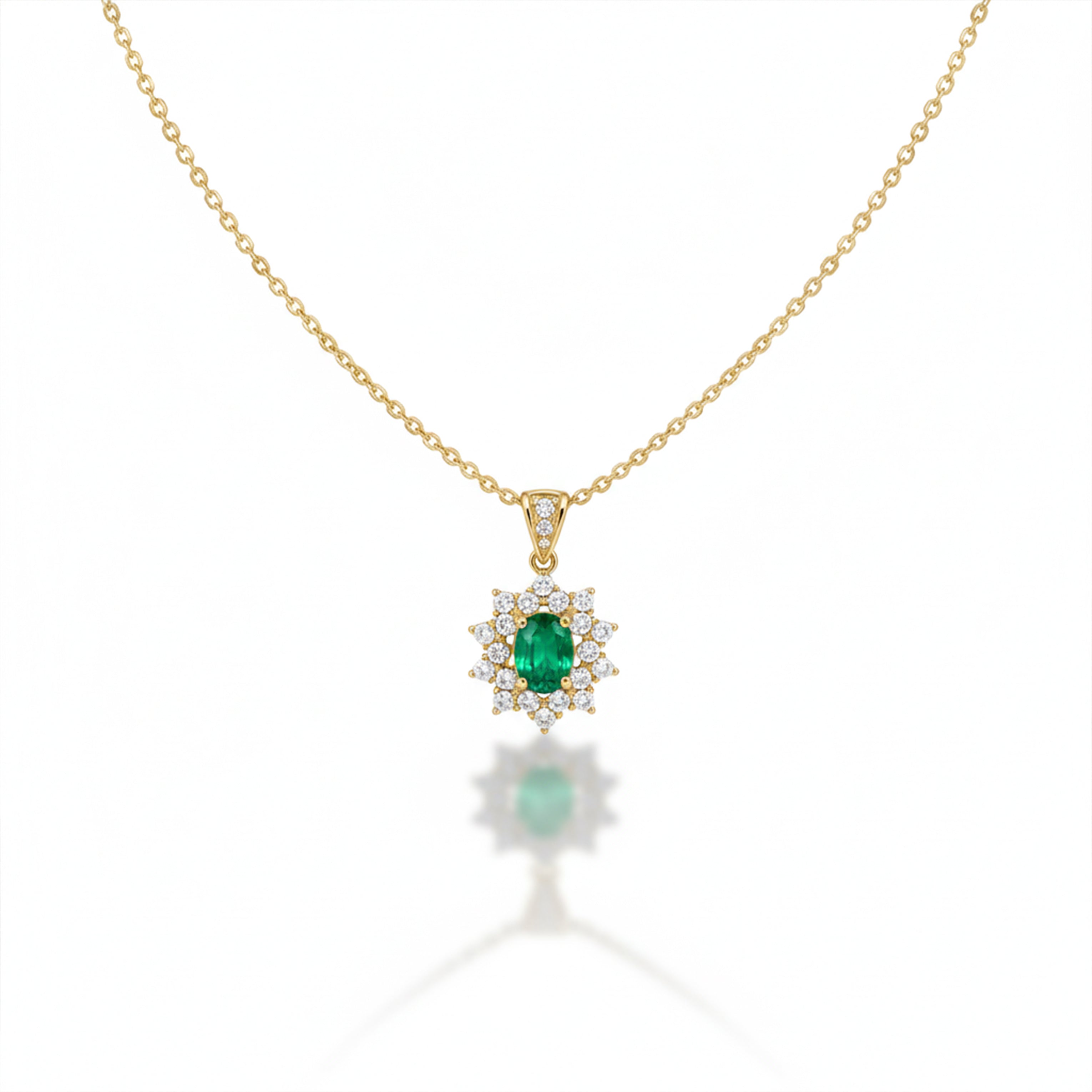 Emerald-Cut Green Gemstone Women Neckless GWN -92