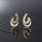 Gold Curv Stud Earrings GWE -163