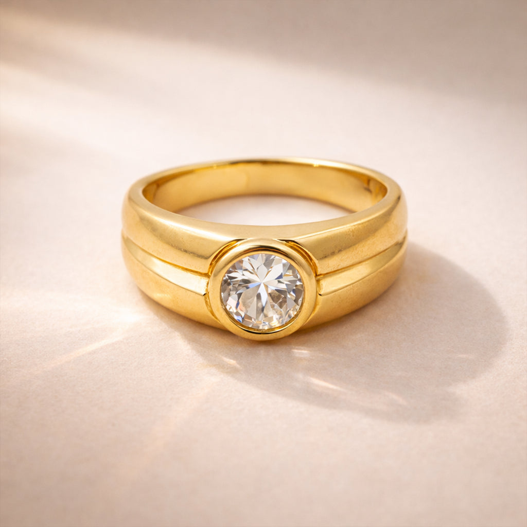Men’s Gold-Tone Clear Stone Ring GMR -16