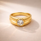 Men’s Gold-Tone Clear Stone Ring GMR -16