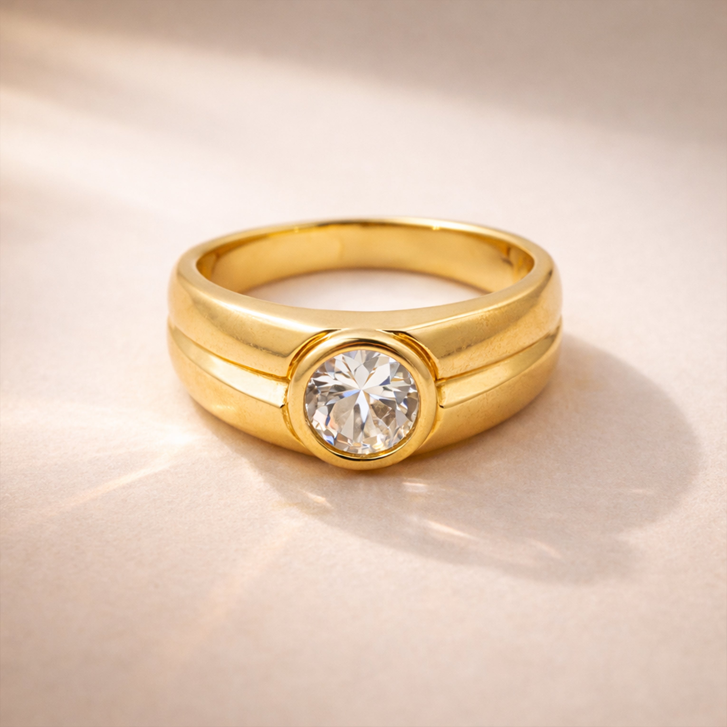 Men’s Gold-Tone Clear Stone Ring GMR -16