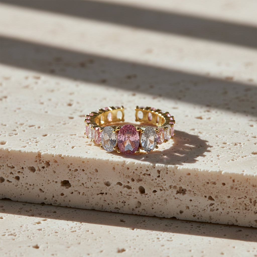 Pink & White Oval Ring GWR -58
