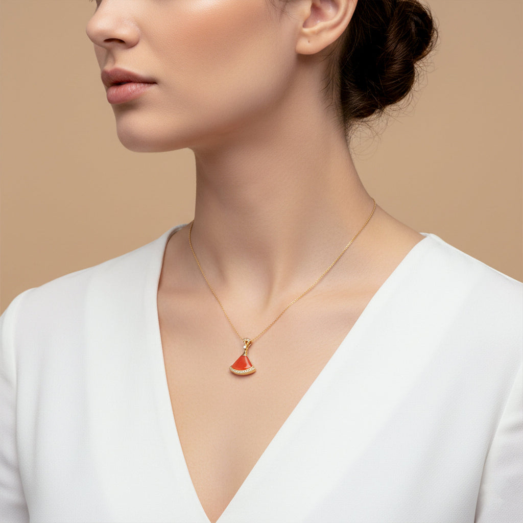 Golden Orange Pendant Necklace GWN -159