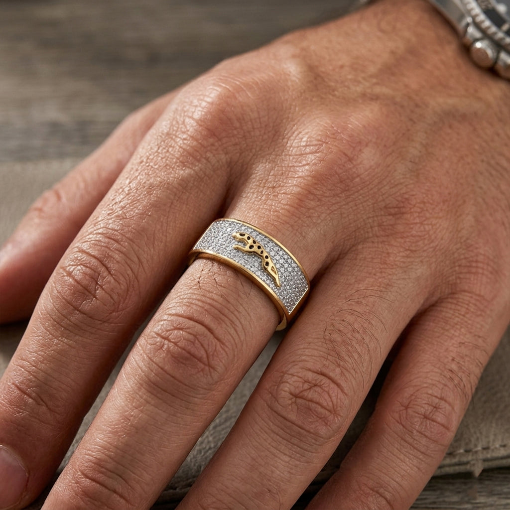Men’s Gold & Silver Crocodile Design Ring GMR -29