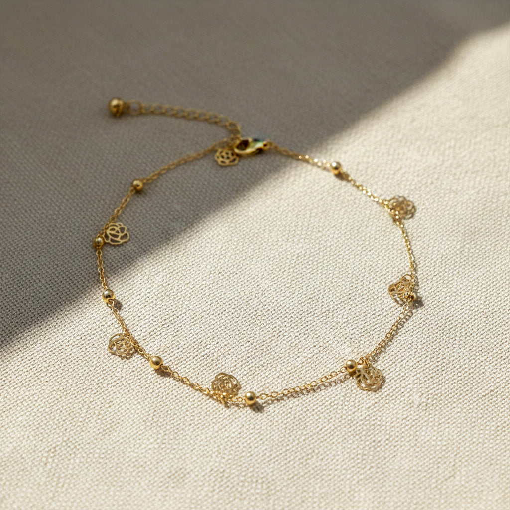 Gold Rose Charm Anklet GWA -55