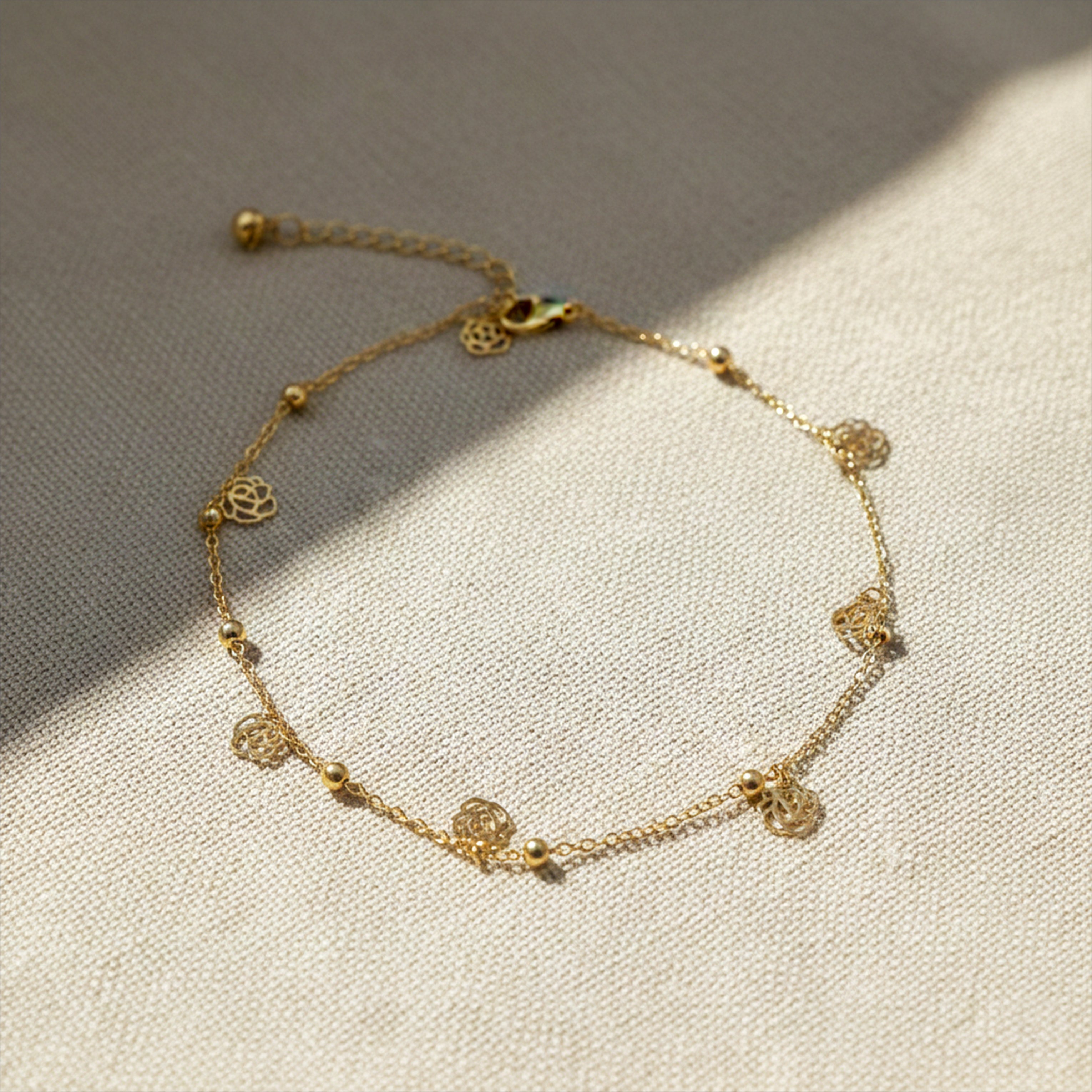 Gold Rose Charm Anklet GWA -55
