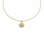 White Floral Charm Pendant Necklace GWN -126