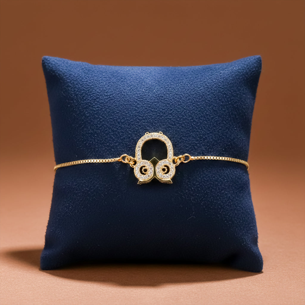 Gold CZ Owl Adjustable Bracelet GWB -164