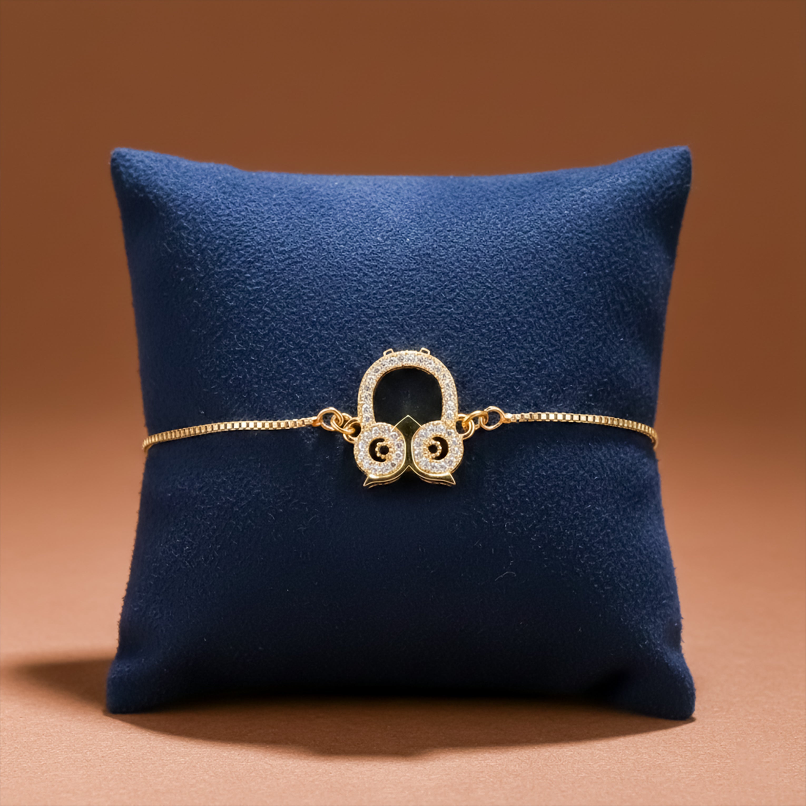 Gold CZ Owl Adjustable Bracelet GWB -164