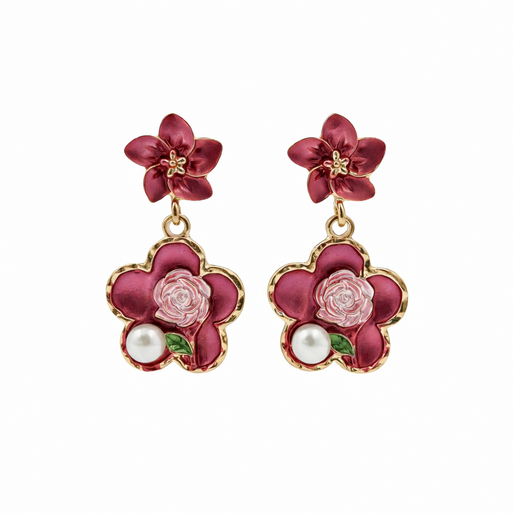 Enamel Pearl Earrings GWE -185