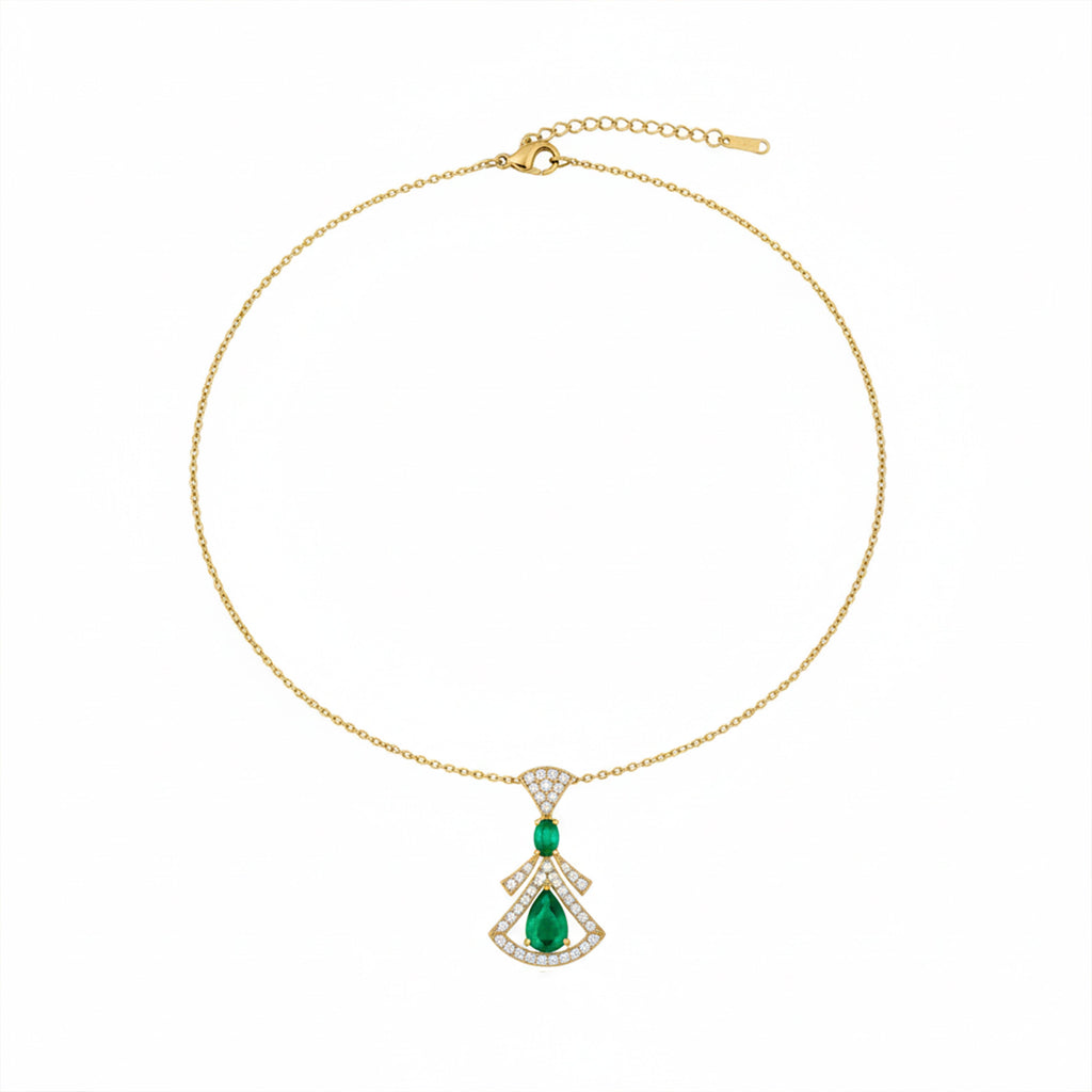 Emerald Drop Designer Pendant Necklace GWN -102