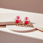Red Floral Crystal Earrings GWE -227