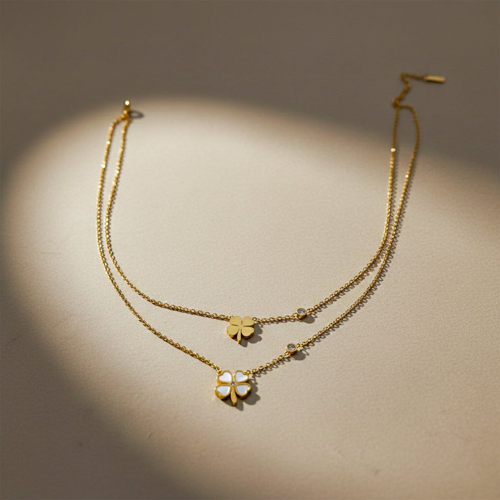 Clover Layered Gold Anklet GWN -127