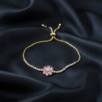 Gold Pink Floral Bracelet GWB -154