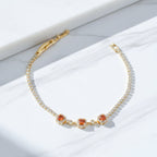Orange Halo Crystal Tennis Bracelet GWB -94
