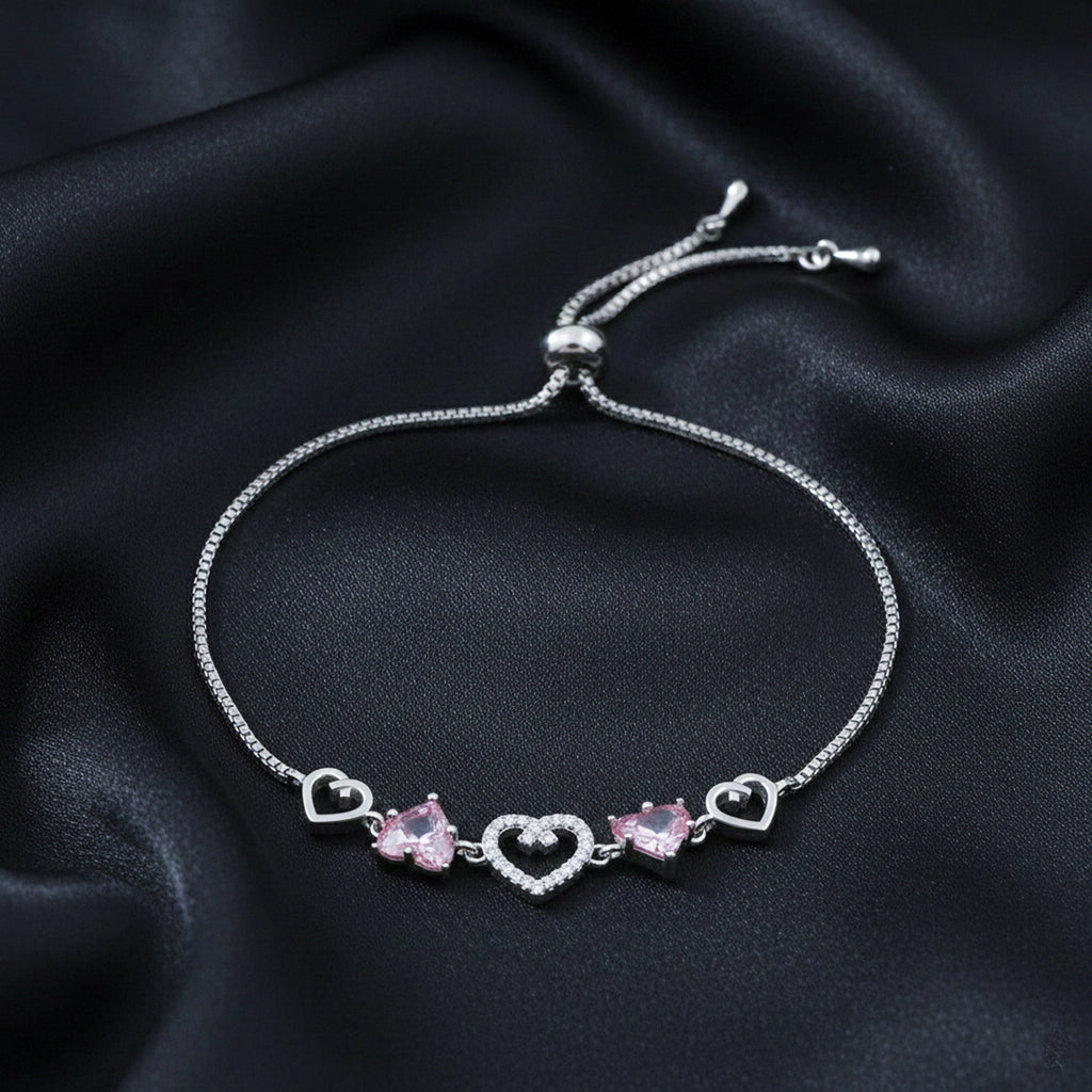 Pink Heart Charm Bracelet GWB -156