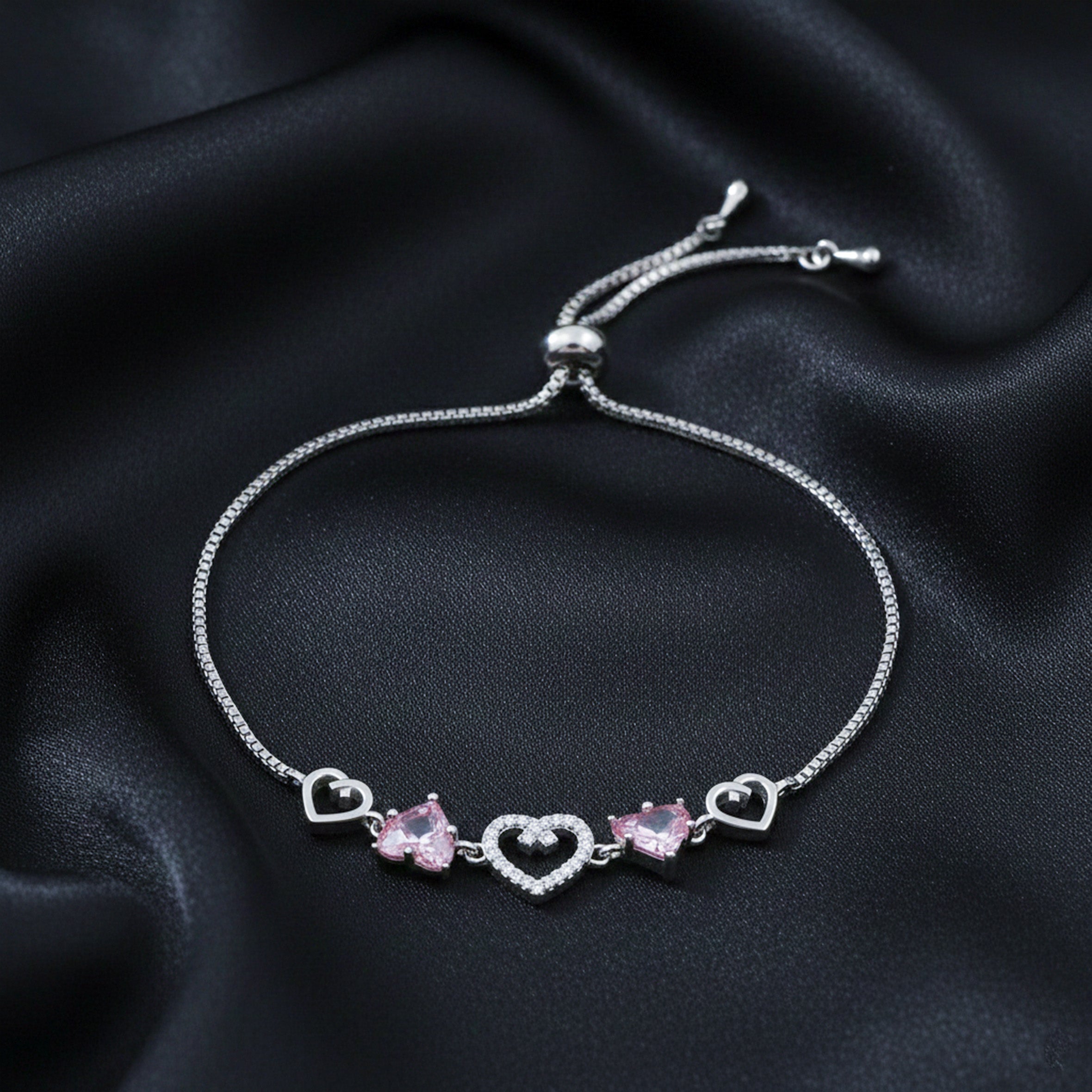 Pink Heart Charm Bracelet GWB -156