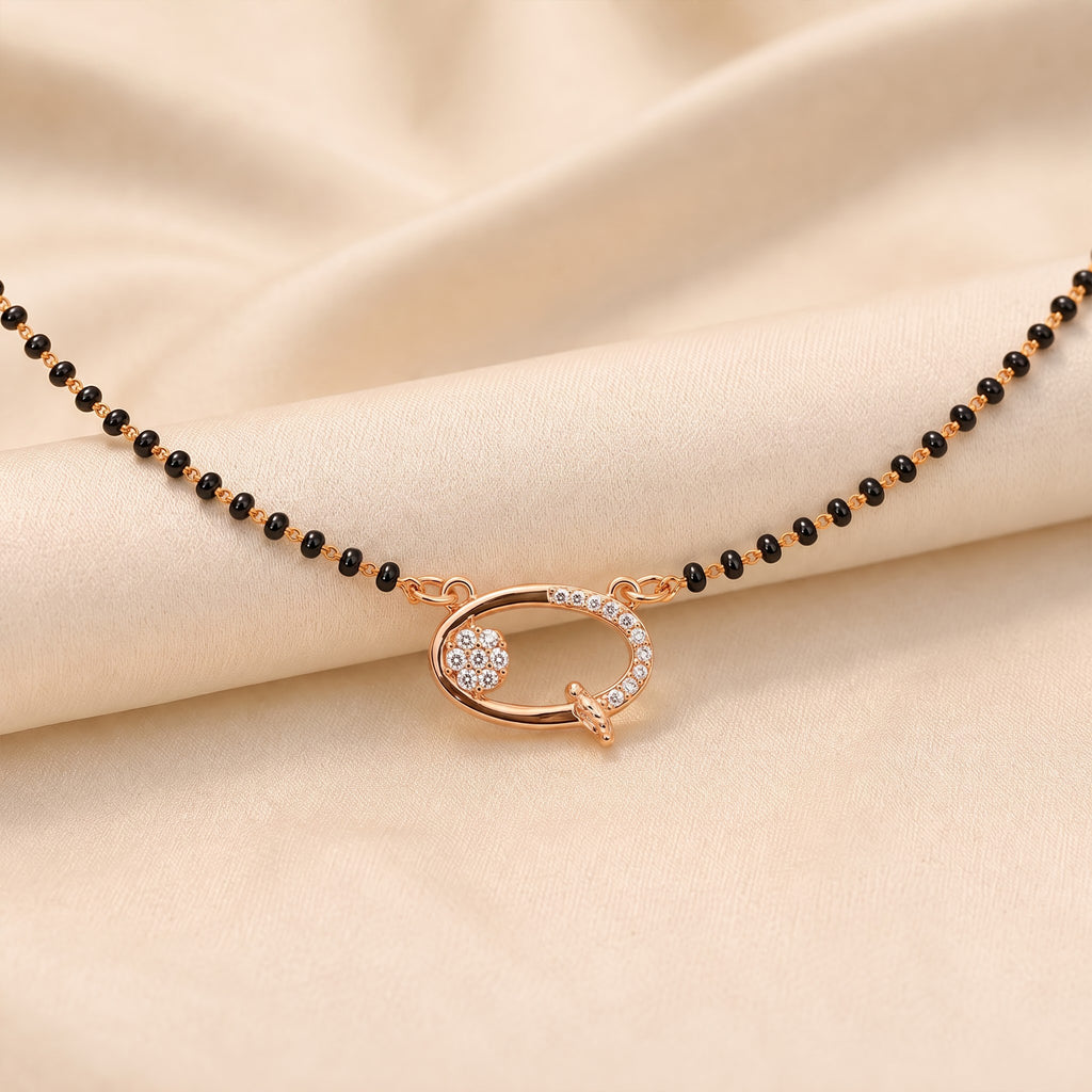 Rose Gold Oval Pendant Mangalsutra GM -59