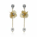 Drop Earrings with Crystal & Pearl Accent GWE -166