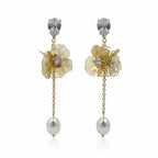Drop Earrings with Crystal & Pearl Accent GWE -166