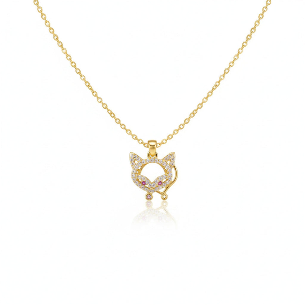 Sparkling Golden Fox Pendant Women Necklace GWN -122