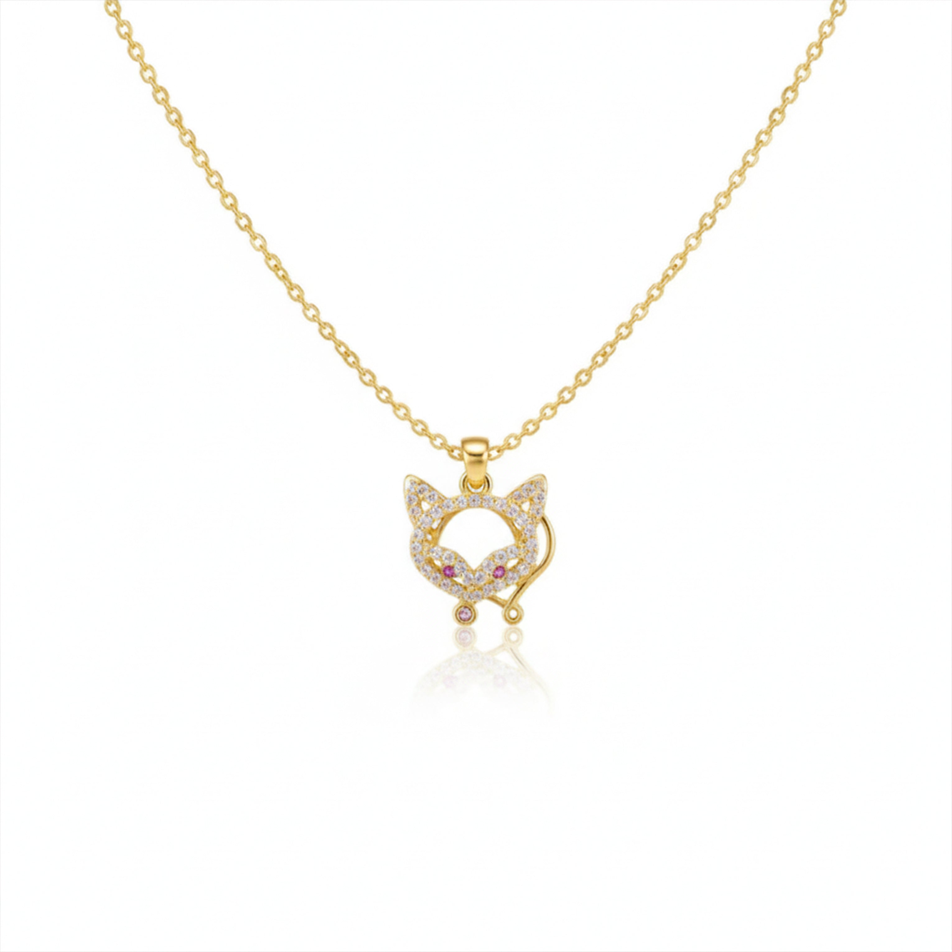 Sparkling Golden Fox Pendant Women Necklace GWN -122