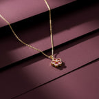 Pink Blossom Crystal Pendant Women Necklace GWN -123