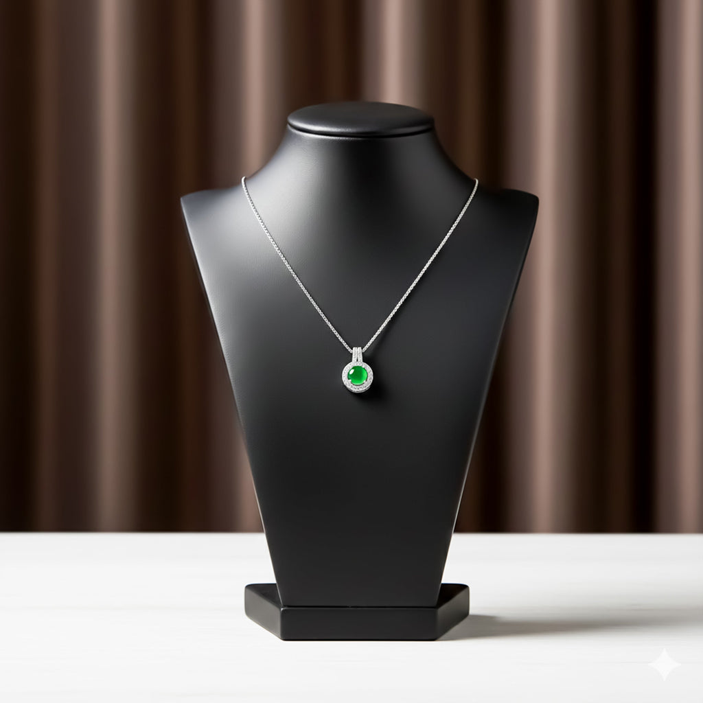 Elegant Silver Round Halo Women Necklace GWN -161