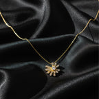 Gold Pavé Petal Sunburst Women Necklace GWN -149