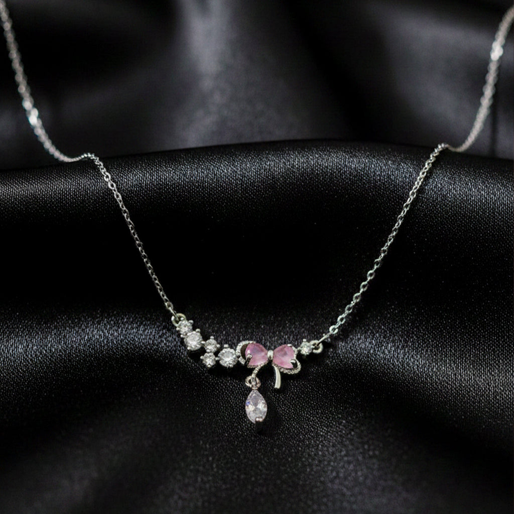 Silver-Tone Dainty Floral Women  Necklace GWN -130