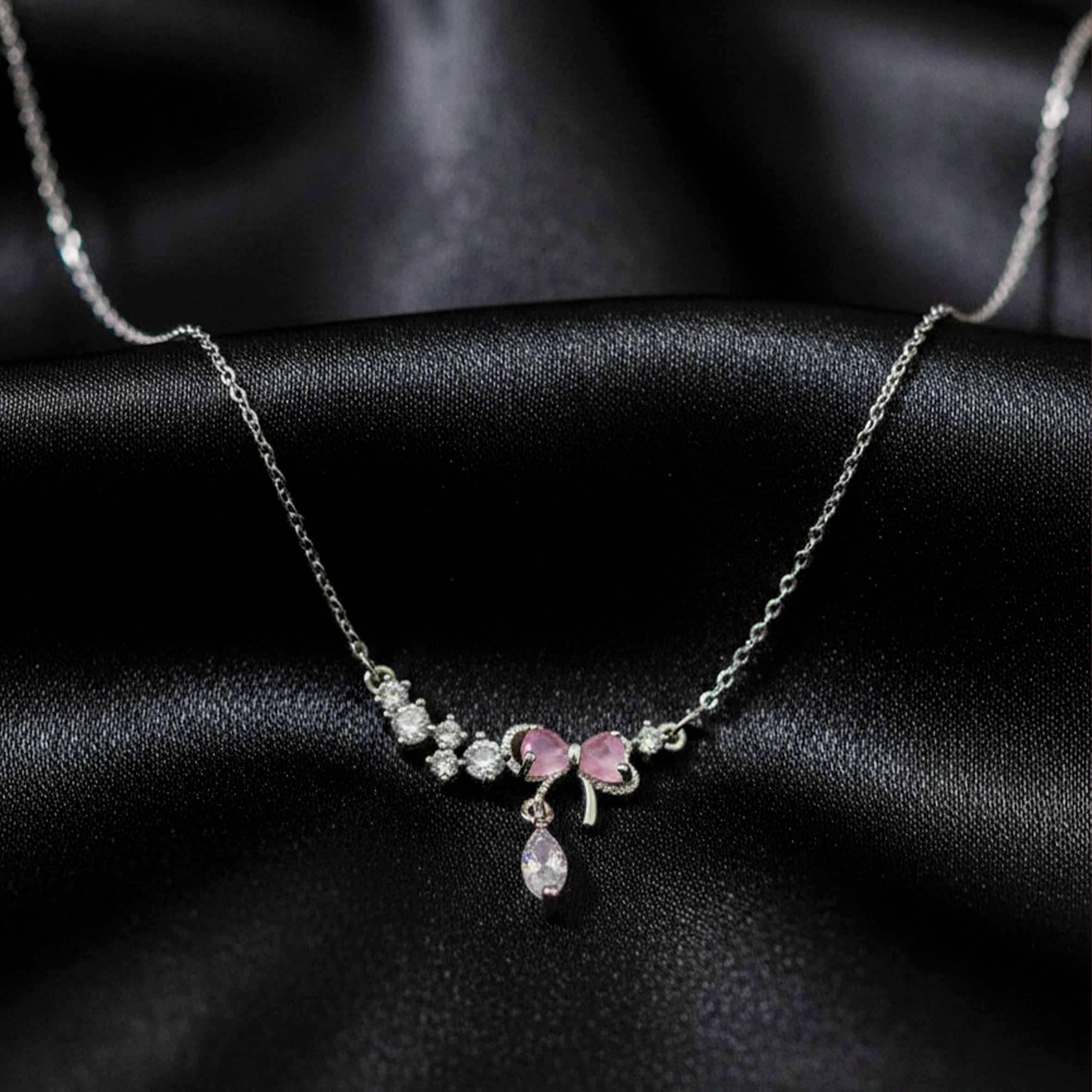 Silver-Tone Dainty Floral Women  Necklace GWN -130