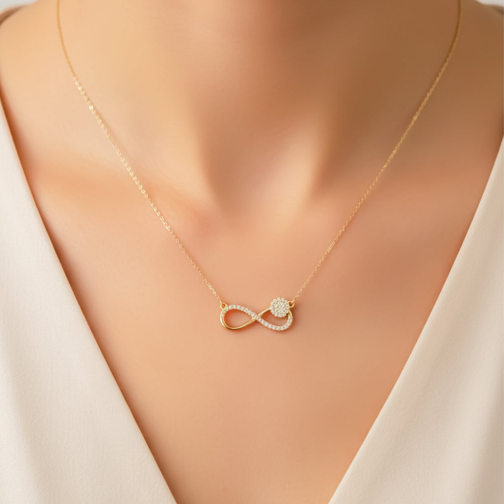 Gold Pave Infinity Floral Women Necklace GWN -140