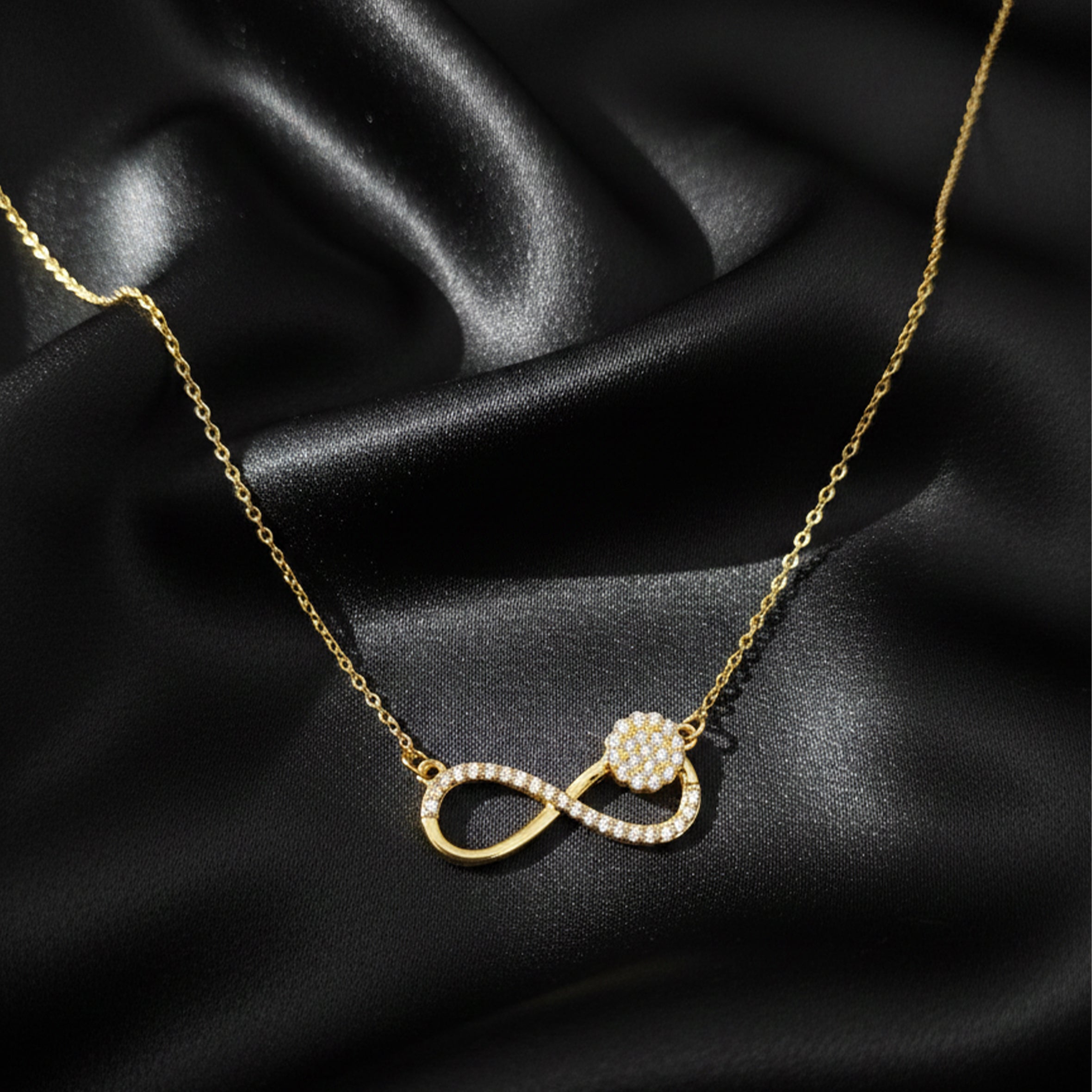 Gold Pave Infinity Floral Women Necklace GWN -140