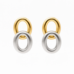 Dual Orbit Two-Tone Link Stud Earrings GWE -55