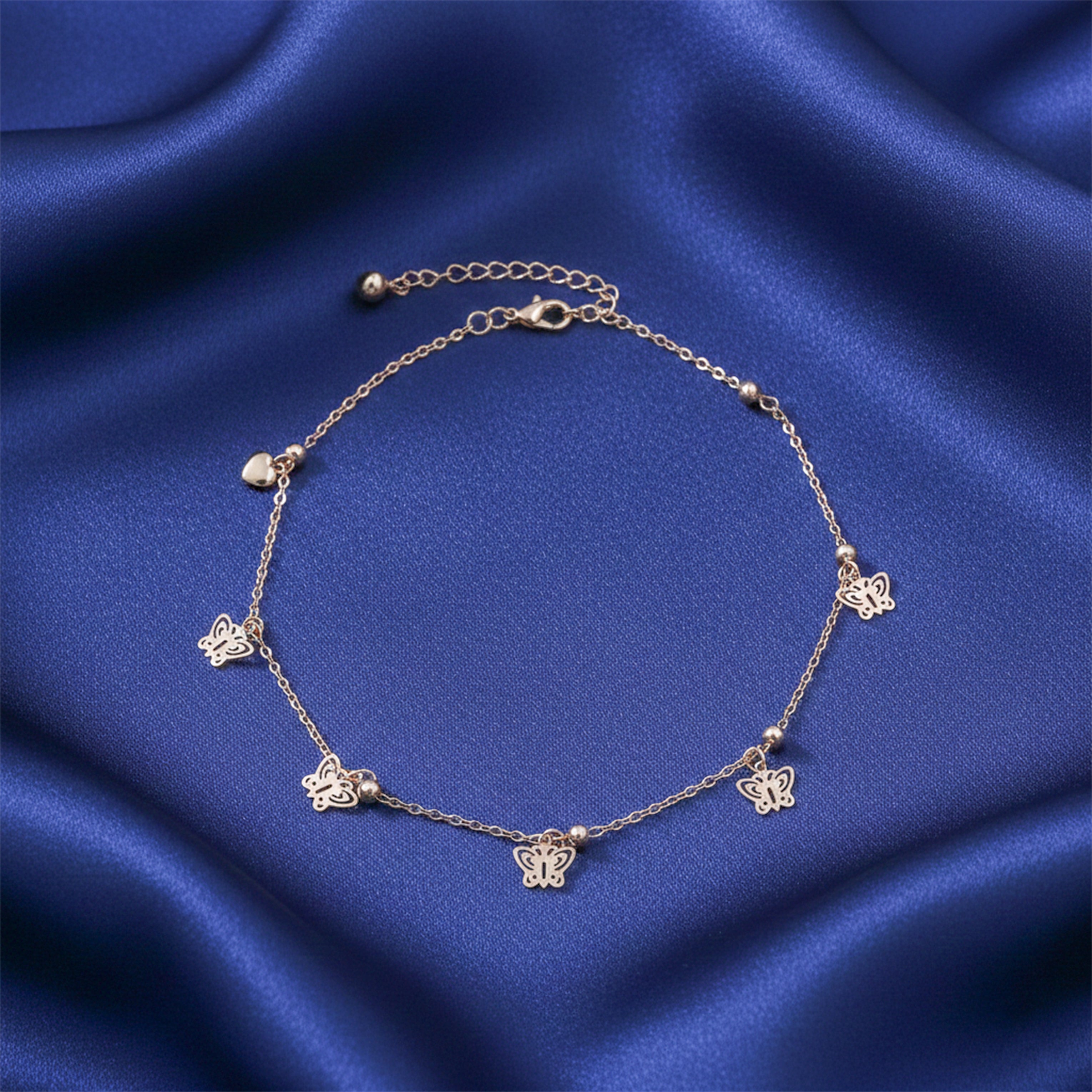 Rose Gold Butterfly Charm Anklet GWA -17